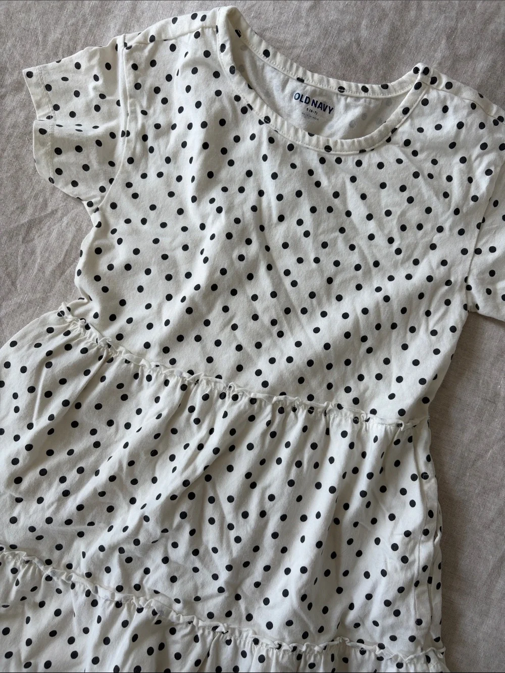 Old Navy White Dress with Black Polka Dots